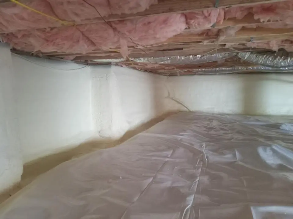 Crawl space encapsulation with closed-cell spray foam for Commercial Roof Restoration in Wagoner